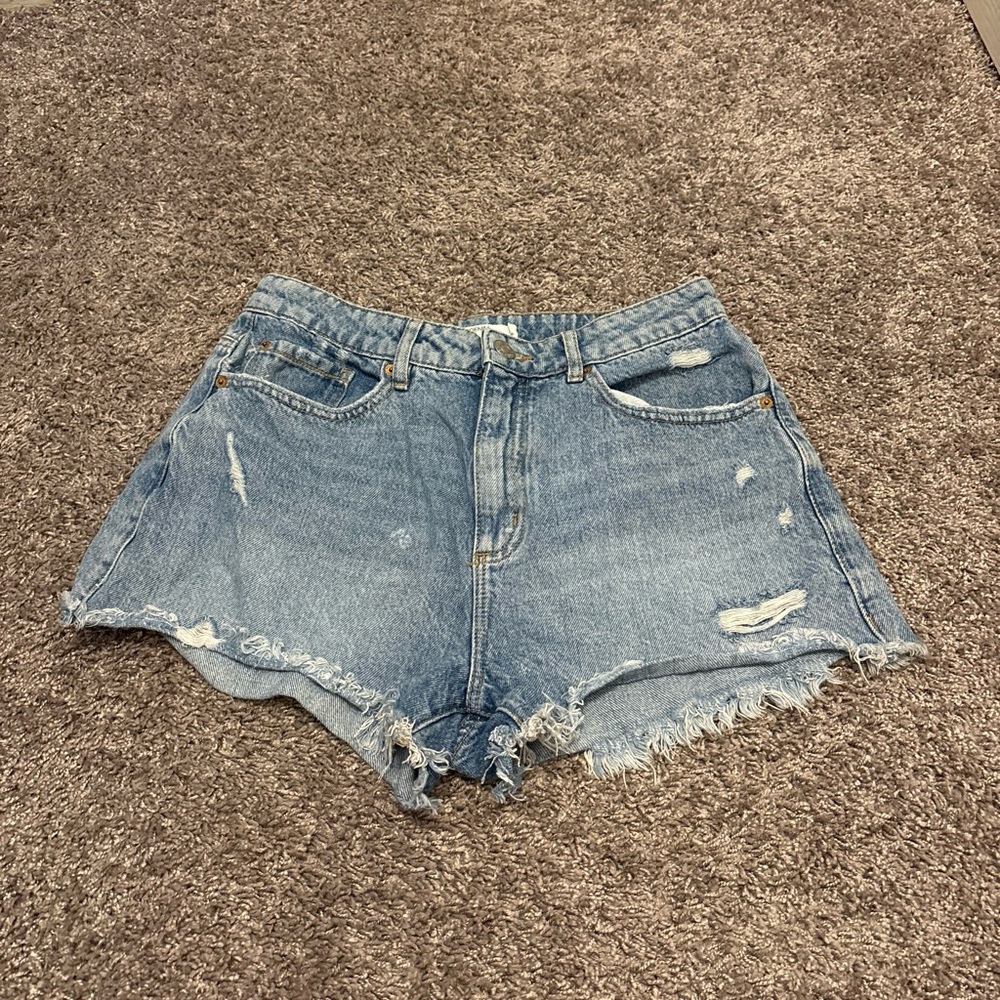 Garage Light Blue Distressed Denim Jean Shorts